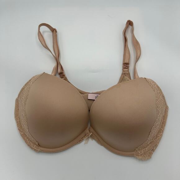 Victoria’s Secret Dream Angels Push Up Bra 38C Nude Beige Lace Trim Underwire - Picture 2 of 12